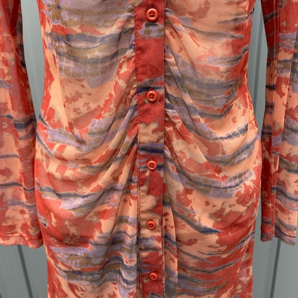 Wild Fable Mesh Ruched Button Down Dress - Picture 3 of 7